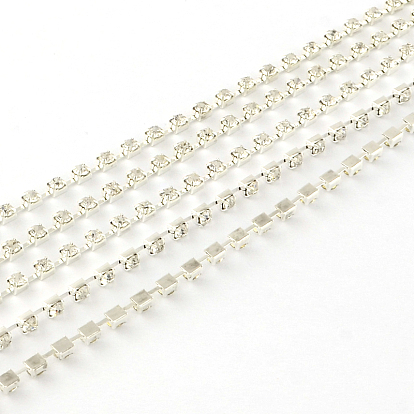 Cadenas de strass de diamantes de imitación de cristal de latón, con carrete, cadena de la taza del rhinestone