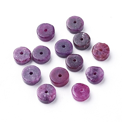 Natural Lepidolite/Purple Mica Stone Beads Strands, Spodumene Beads, Heishi Beads, Flat Round/Disc