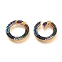 Brass Micro Pave Cubic Zirconia Spring Gate Rings, O Rings, Golden