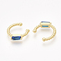 Brass Cubic Zirconia Cuff Earrings, Golden