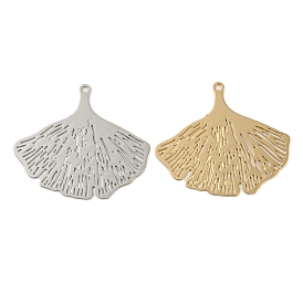Brass Etched Metal Embellishments Connector Charms, Long-Lasting Plated, Gingko Leaf