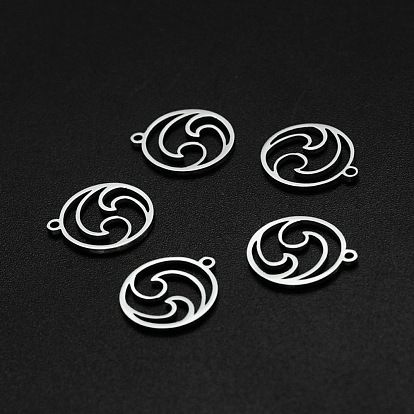 201 Stainless Steel Charms, Laser Cut, Ring with Waved