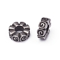 304 Stainless Steel European Beads, Large Hole Beads, Flower