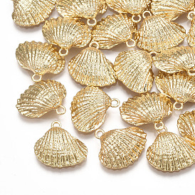 Brass Charms, Shell, Real 18K Gold Plated