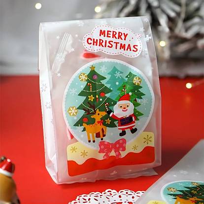 Sacs de bonbons en papier rectangle thème noël, pas de poignée, pour sacs cadeaux et emballages alimentaires