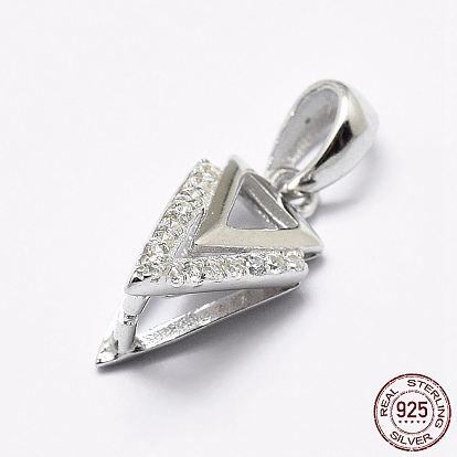 925 plata esterlina micro pavimenta colgante cubic zirconia fianzas, picahielo y pellizco fianzas, triángulo
