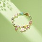Colorful Alloy Enamel Cute Charms Bracelet, Plastic Pearl & Acrylic & Synthetic Hematite Round Beaded Bracelet for Women