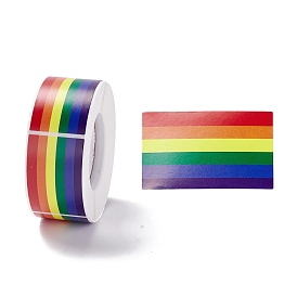 Etiquetas engomadas de la etiqueta del regalo de papel, con arcoíris rectángulo orgullo etiquetas adhesivas rollo pegatinas, para la fiesta, regalos decorativos