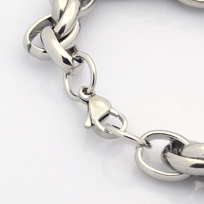 Style Casual 304 bracelets en acier inoxydable de la chaîne de liaison à double, avec fermoir pince de homard