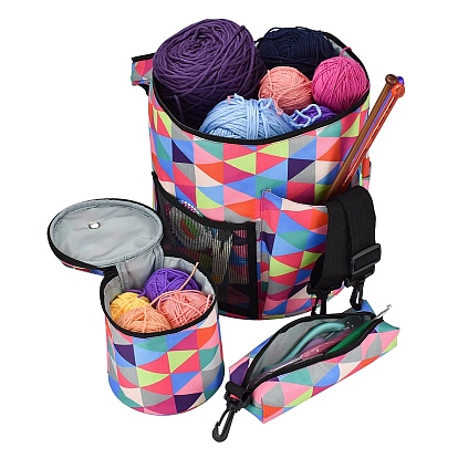 Bolsa de tejer con cremallera Oxford, organizador de almacenamiento de hilo, bolsa para agujas de crochet y tejer