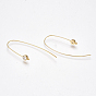 Brass Cubic Zirconia Earring Hooks, Ear Wire, with Horizontal Loop, Clear, Nickel Free