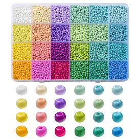 312G 24 Color 8/0 Baking Paint Glass Seed Beads, Round