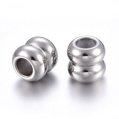 201 Stainless Steel Beads, with Rubber Inside, Slider Beads, Stopper Beads, Column