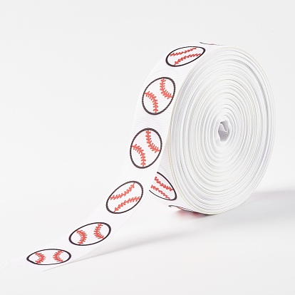 Single Face Baseball Printed Polyester Grosgrain Ribbons