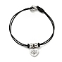 304 Stainless Steel Heart with Tree of Life Charm Bracelet with Waxed Cord for Women