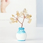 Resin Vase with Natural & Synthetic Chips Tree Ornaments, for Home Car Desk Display Decorations