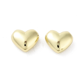 Rack Plating Heart Brass Beads, Cadmium Free & Lead Free, Long-Lasting Plated