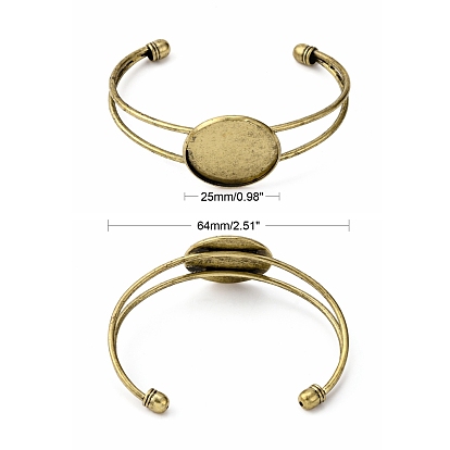 Decisiones del brazalete de bronce, base de brazalete en blanco, 64 mm, bandeja: 25 mm