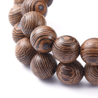 Stretch Bracelets Sets, with Natural Wood Beads and Tibetan Style Alloy Beads, Skull & Tube