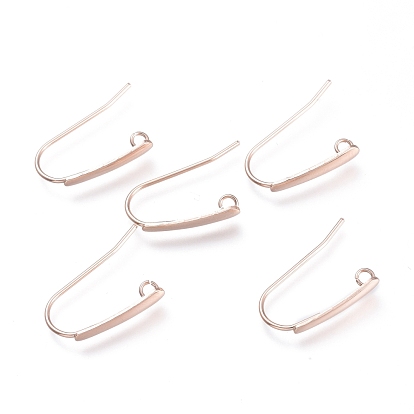 304 Stainless Steel Earring Hooks, with Horizontal Loop, Flat Ear Wire