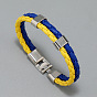 Flag Color Imitation Leather Double Line Cord Bracelet with Alloy Clasp, National Jewelry for Women