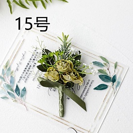 Брошь-корсаж из шелка с искусственным цветком, с пластиковой фурнитурой, для свадьбы выпускного вечера
