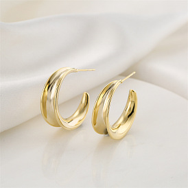Boucles d'oreilles géométriques en cuivre et or avec épingles en argent sterling pour femmes