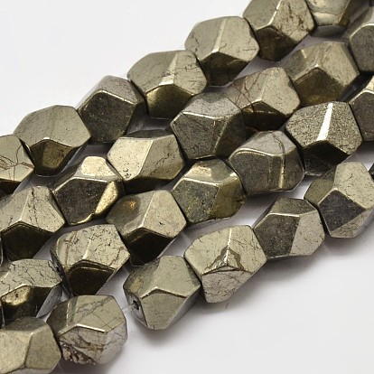Natural Pyrite Beads Strands, Star Cut Round Beads
