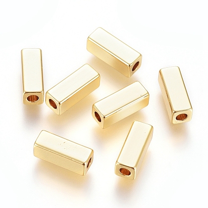 Brass Beads, Long-Lasting Plated, Cuboid