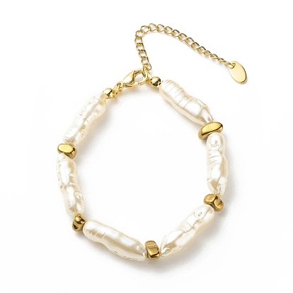 Collar de pulsera con cuentas de hematita sintética y perla de imitación abs, conjunto de joyas para mujer