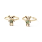 Bear Cubic Zirconia Cuff Ring, Brass Open Ring Jewelry for Women