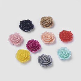Cabuchones de resina opacos, flor, 14x6 mm