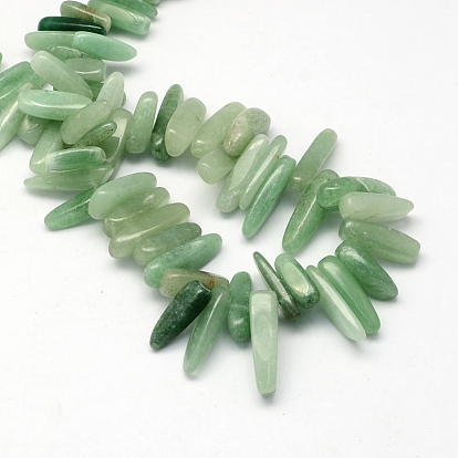 Natural Green Aventurine Stone Bead Strands, Nuggets, about 13~22mm long, 6~9mm wide, 4~9mm thick, Hole:1mm, about 60pcs/strand, 15.7 inch