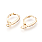 Brass Micro Pave Cubic Zirconia Leverback Earring Findings, with Loop, Clear
