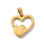 Vacuum Plating 201 Stainless Steel Pendants, Polymer Clay Rhinestone Heart Charms