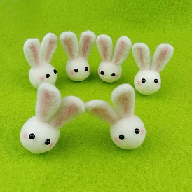 Tête de lapin accessoires d'ornement en feutre de laine faits à la main, pour bricolage enfants élastique à cheveux