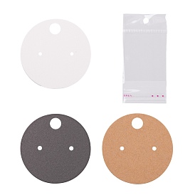 3 Colors Paper Jewelry Display Cards, for Hanging Earring Display, Flat Round