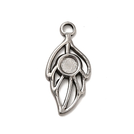 304 Stainless Steel Pendant Cabochon Settings, Leaf