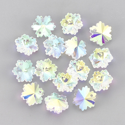 Glass Rhinestone Charms, Ice Flower