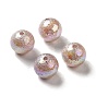 Placage uv perles acryliques opaques, iridescent, de couleur plaquée ab , ronde