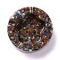 Resin with Natural Gemstone Chip Stones Ashtray, Home OFFice Tabletop Decoration, Flat Round with Flower
