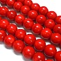 Perlas howlite sintéticas, teñido, rondo, rojo