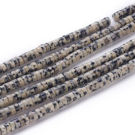 Natural Dalmatian Jasper Beads Strands, Heishi Beads, Flat Round/Disc