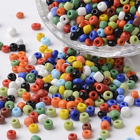 6/0 couleurs opaques perles de graines de verre rond, 4x2.5mm, Trou: 1mm, environ6500 pcs / 450 g