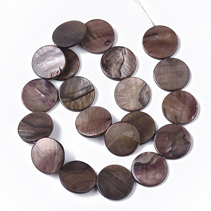 Freshwater Shell Beads Strands, Dyed, Flat Round