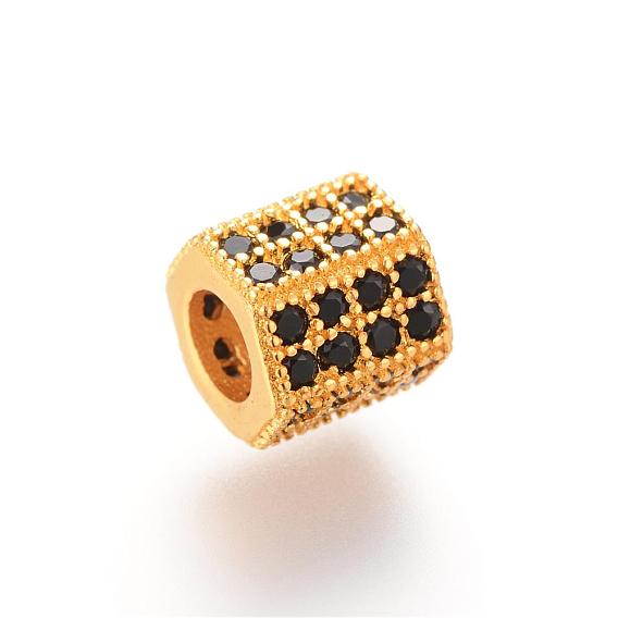 Brass Micro Pave Cubic Zirconia Beads, Hexagon