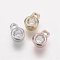 Brass Micro Pave Grade AAA Cubic Zirconia Charms, Lead Free & Nickel Free & Cadmium Free, Flat Round