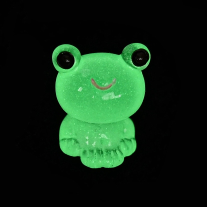 Adorno de rana de resina luminosa, Decoración de exhibición de rana de dibujos animados con minifigura que brilla en la oscuridad