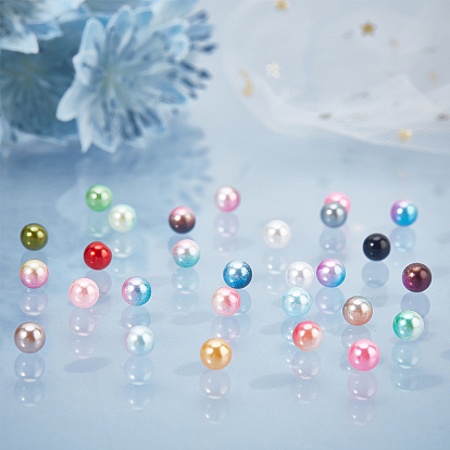 Olycraft 1120 pcs 28 couleurs acrylique imitation perles de perles, perles de sirène gradient, sans trou, ronde