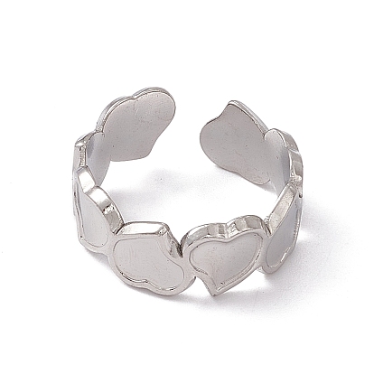 304 anneau de manchette ouvert en forme de cœur en acier inoxydable pour femme